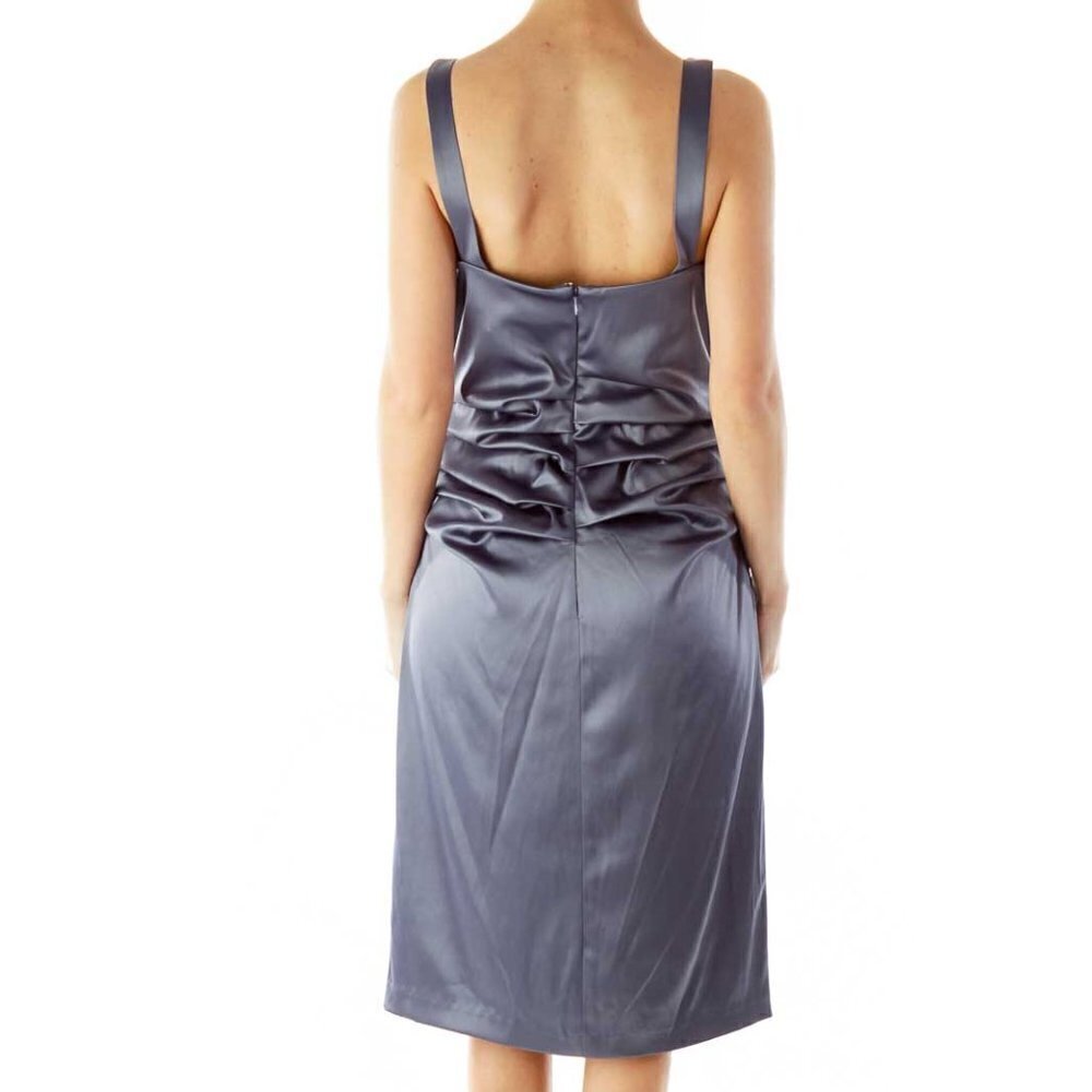 Suzi Chin Gray Scrunched Cocktail Dress - Picture 3 of 3